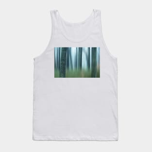 semi blurred trees in forest with vertical lines Tank Top